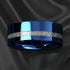 Men's 8mm Tungsten Ring Blue Silver Meteorite Inspired Inlay Wedding Band